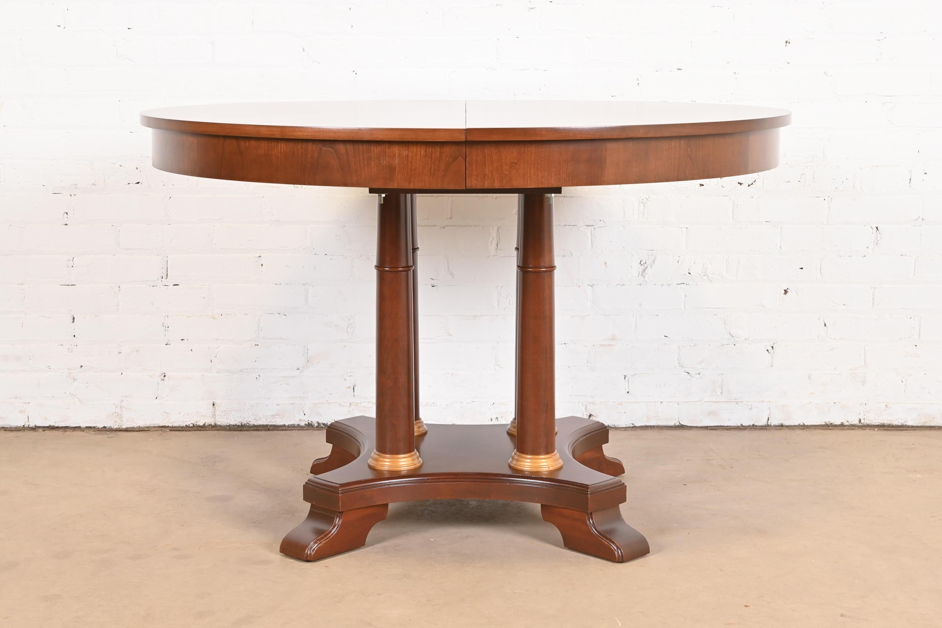 Neoclassical or Empire Cherry Wood Pedestal Dining Table, Newly Refinished For Sale 7