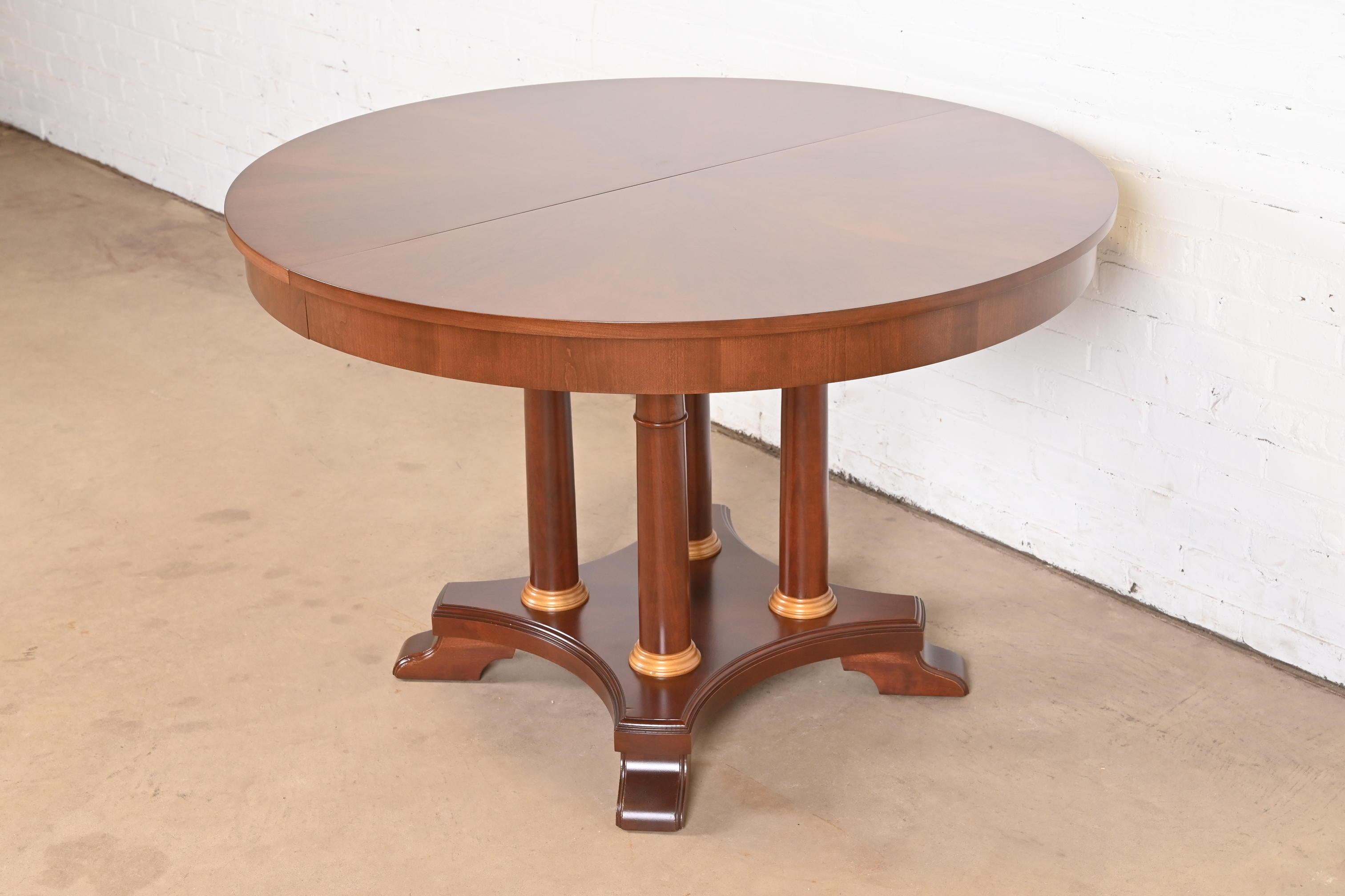 Neoclassical or Empire Cherry Wood Pedestal Dining Table, Newly Refinished For Sale 8