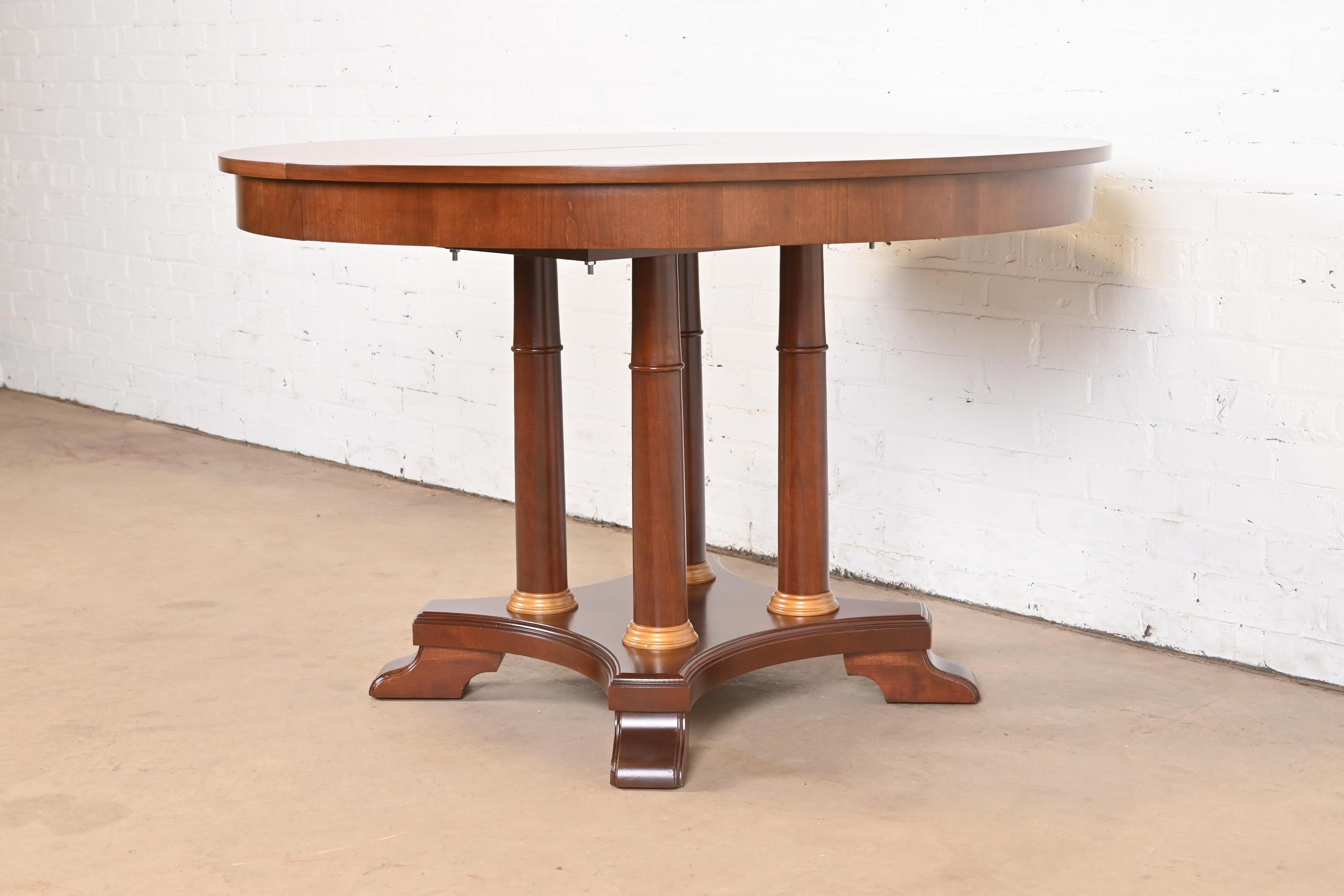 Neoclassical or Empire Cherry Wood Pedestal Dining Table, Newly Refinished For Sale 9