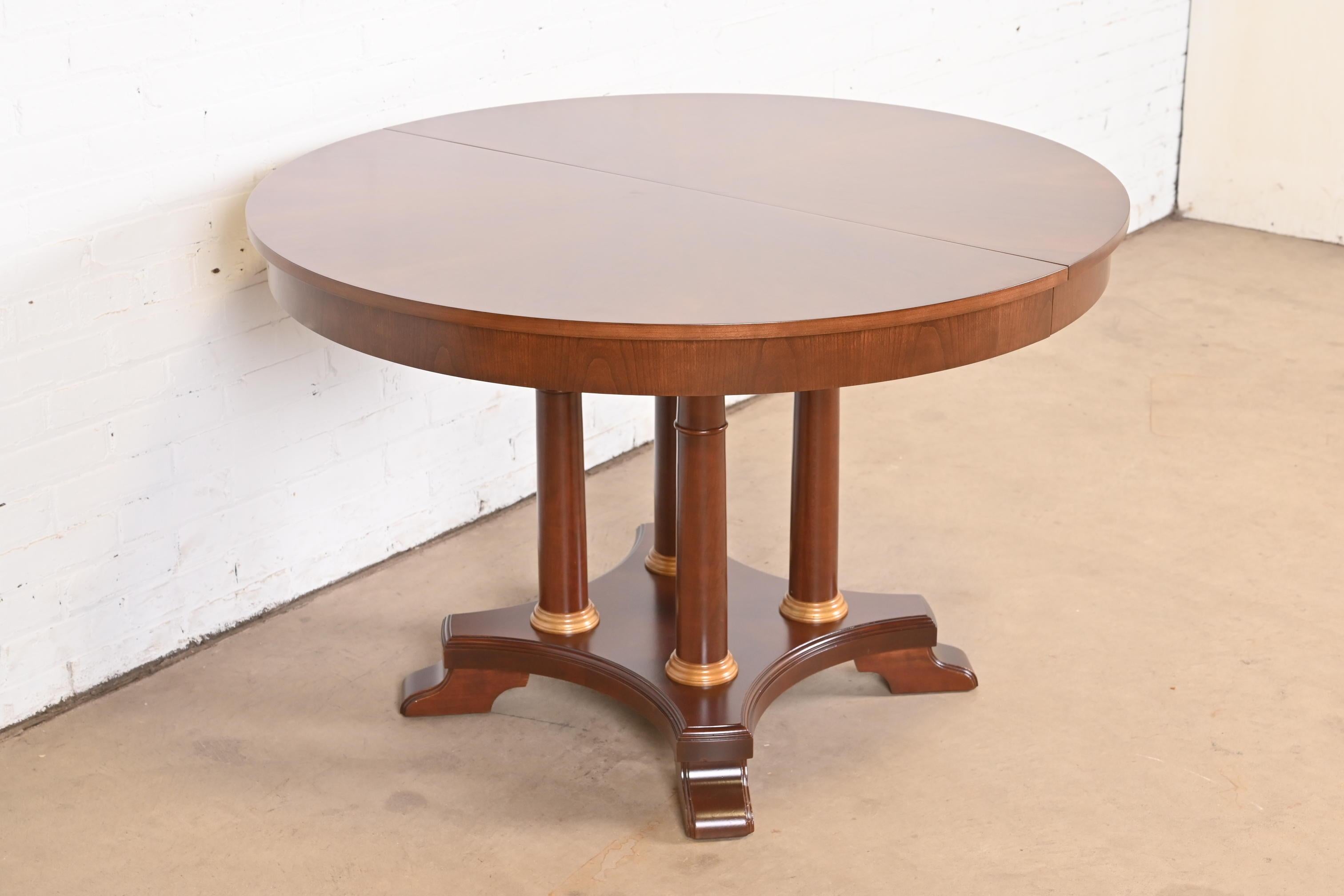 Neoclassical or Empire Cherry Wood Pedestal Dining Table, Newly Refinished For Sale 10