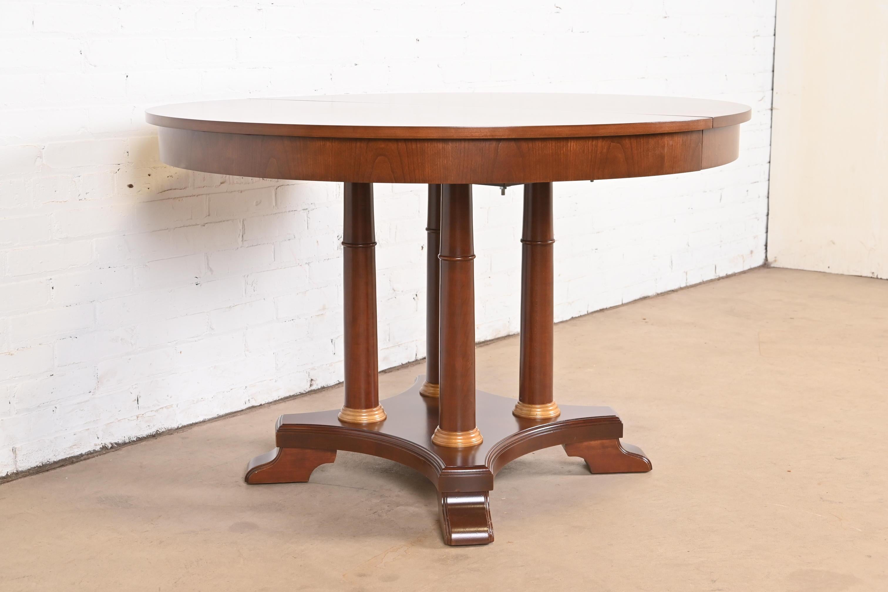 Neoclassical or Empire Cherry Wood Pedestal Dining Table, Newly Refinished For Sale 11