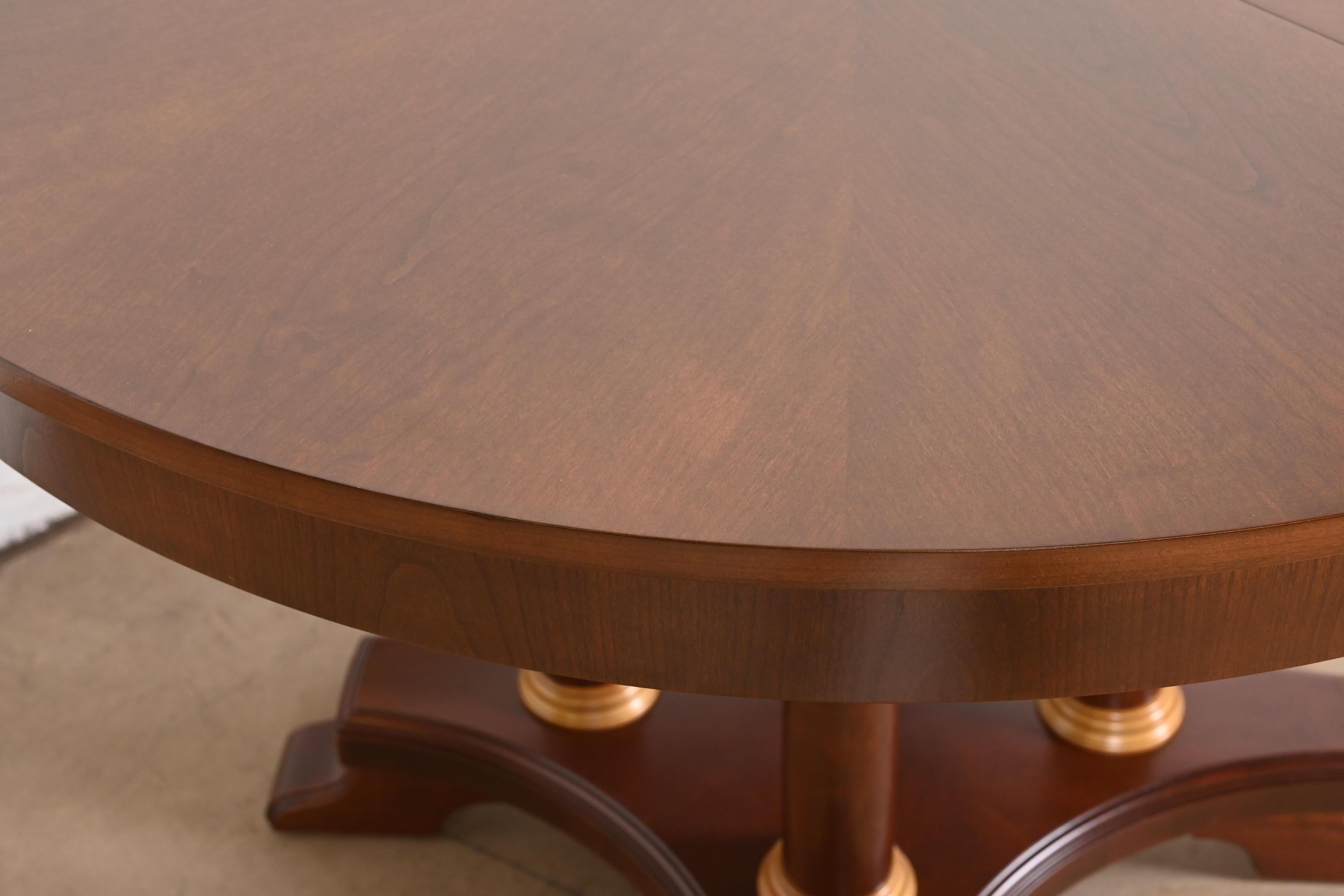 Neoclassical or Empire Cherry Wood Pedestal Dining Table, Newly Refinished For Sale 13