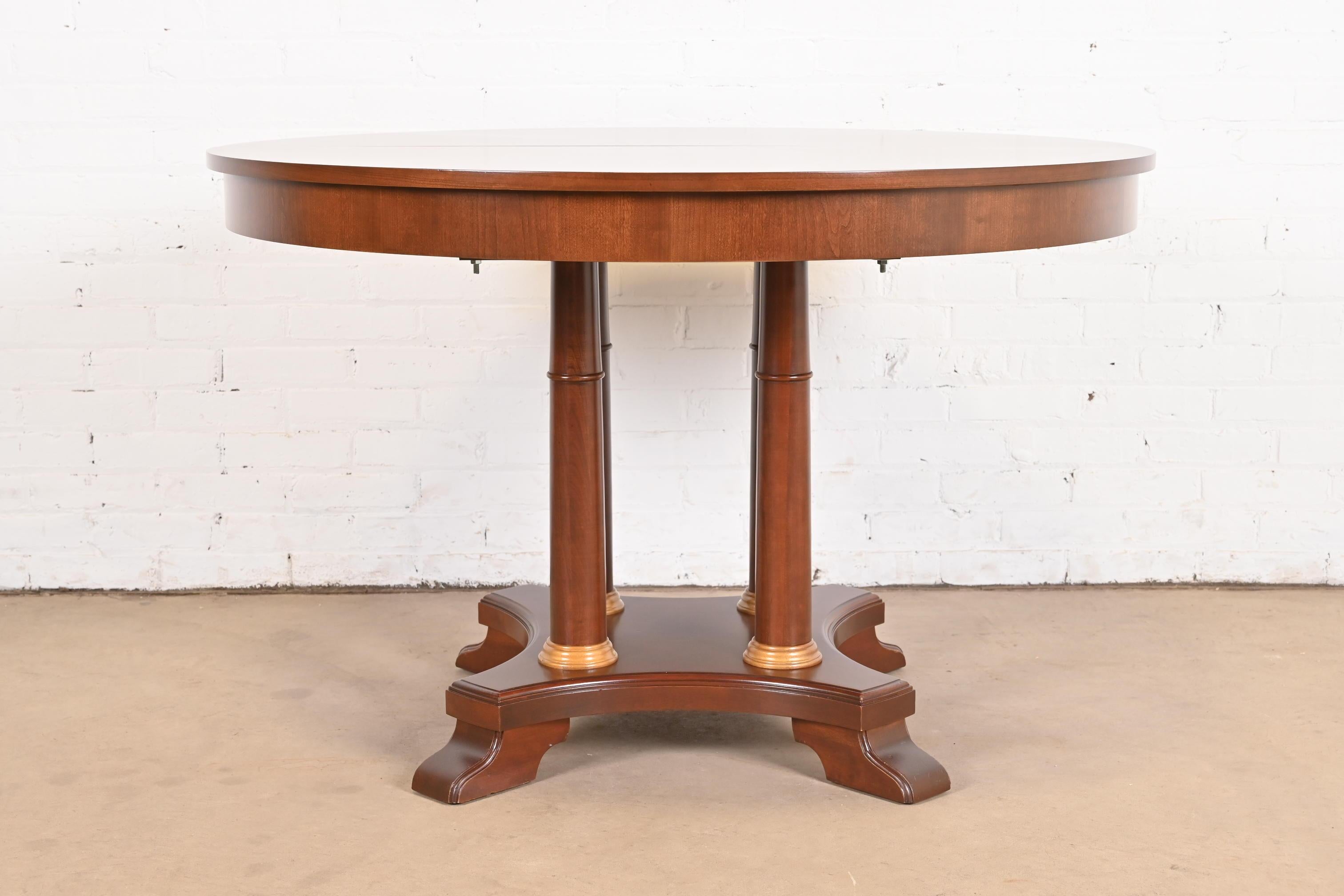 Neoclassical or Empire Cherry Wood Pedestal Dining Table, Newly Refinished For Sale 14