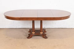 Neoclassical or Empire Cherry Wood Pedestal Dining Table, Newly Refinished