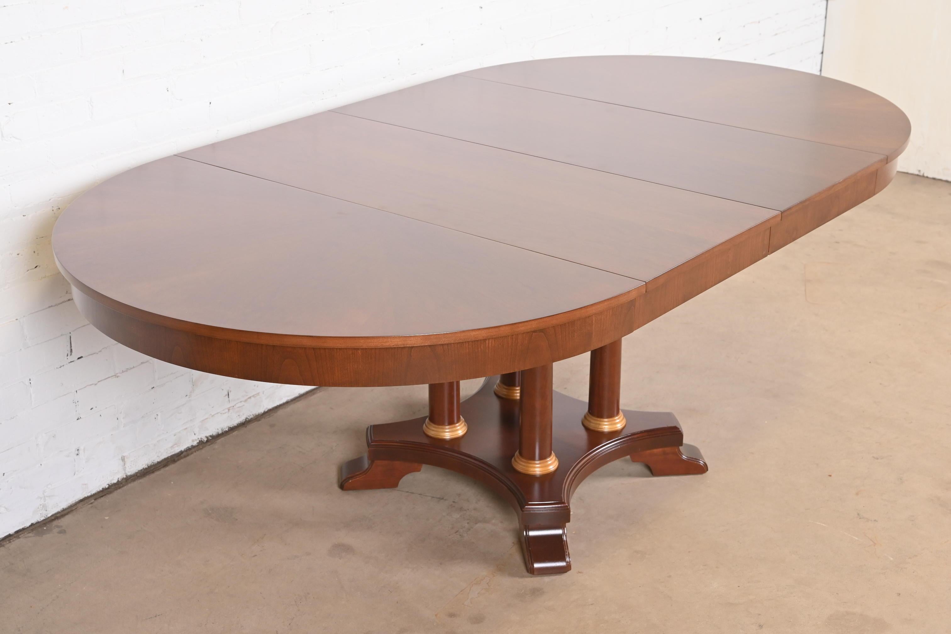 Neoclassical or Empire Cherry Wood Pedestal Dining Table, Newly Refinished For Sale 1