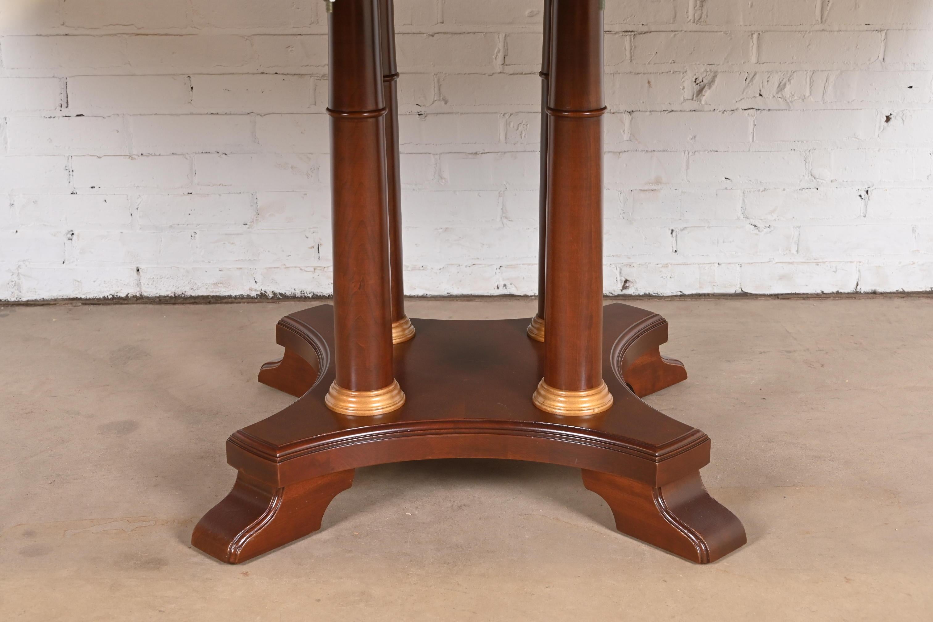 Neoclassical or Empire Cherry Wood Pedestal Dining Table, Newly Refinished For Sale 4