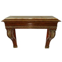 Neoclassical Ormolu Mounted Rosewood Marble-Top Console Table, 19th Century