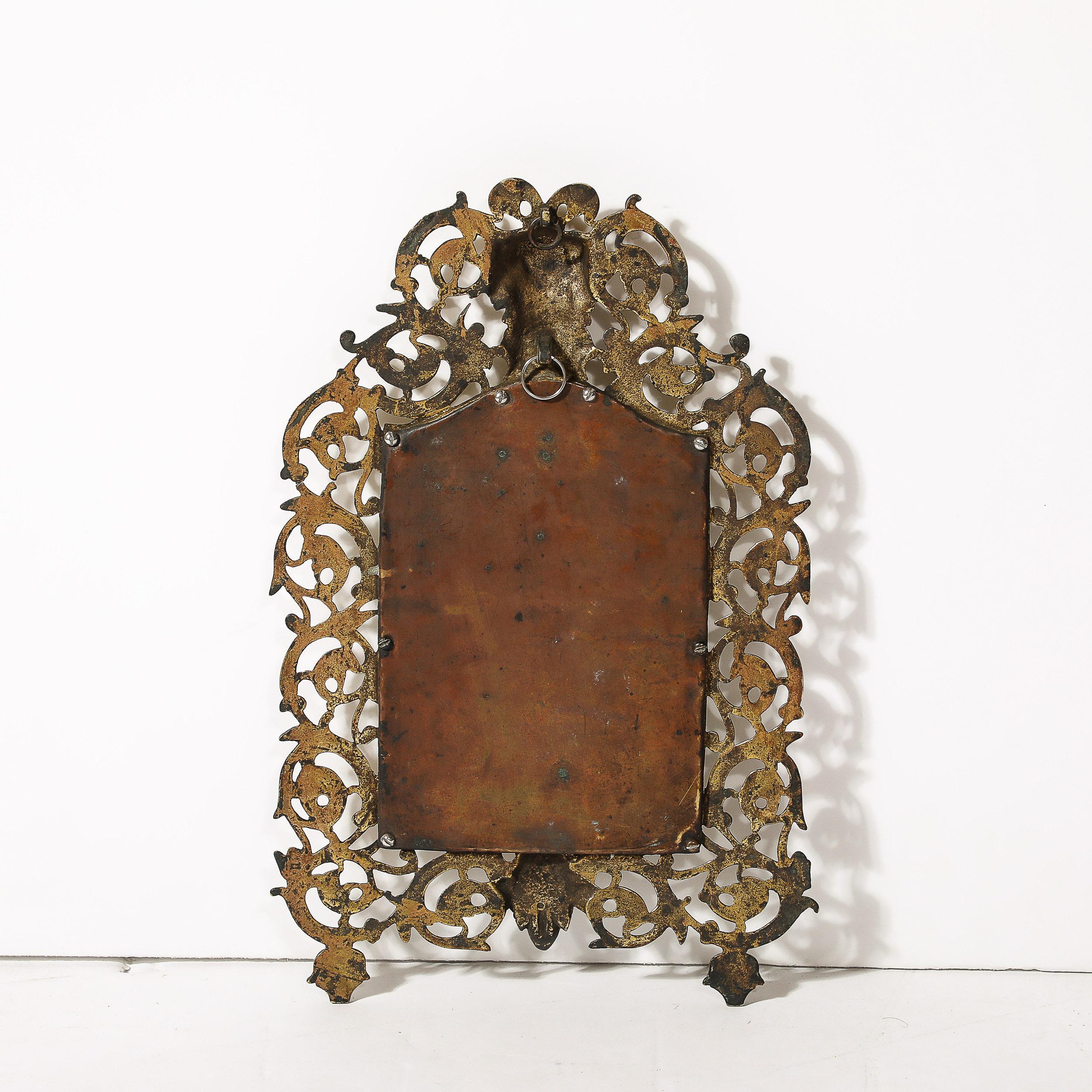 Neoclassical Ornate Brass Framed Mirror W/ Bacchus Motif For Sale 5