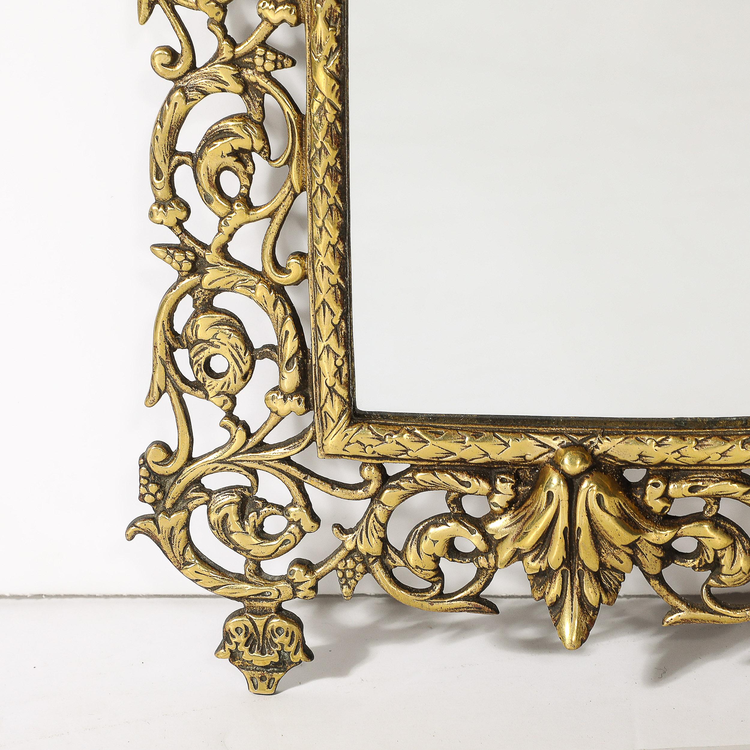 Neoclassical Ornate Brass Framed Mirror W/ Bacchus Motif For Sale 3