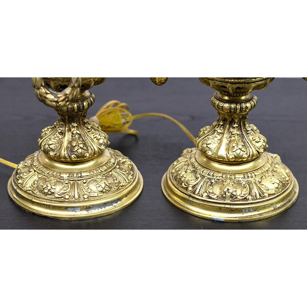 Neoclassical Ornate Ram Head Gold Table Lamps For Sale 2