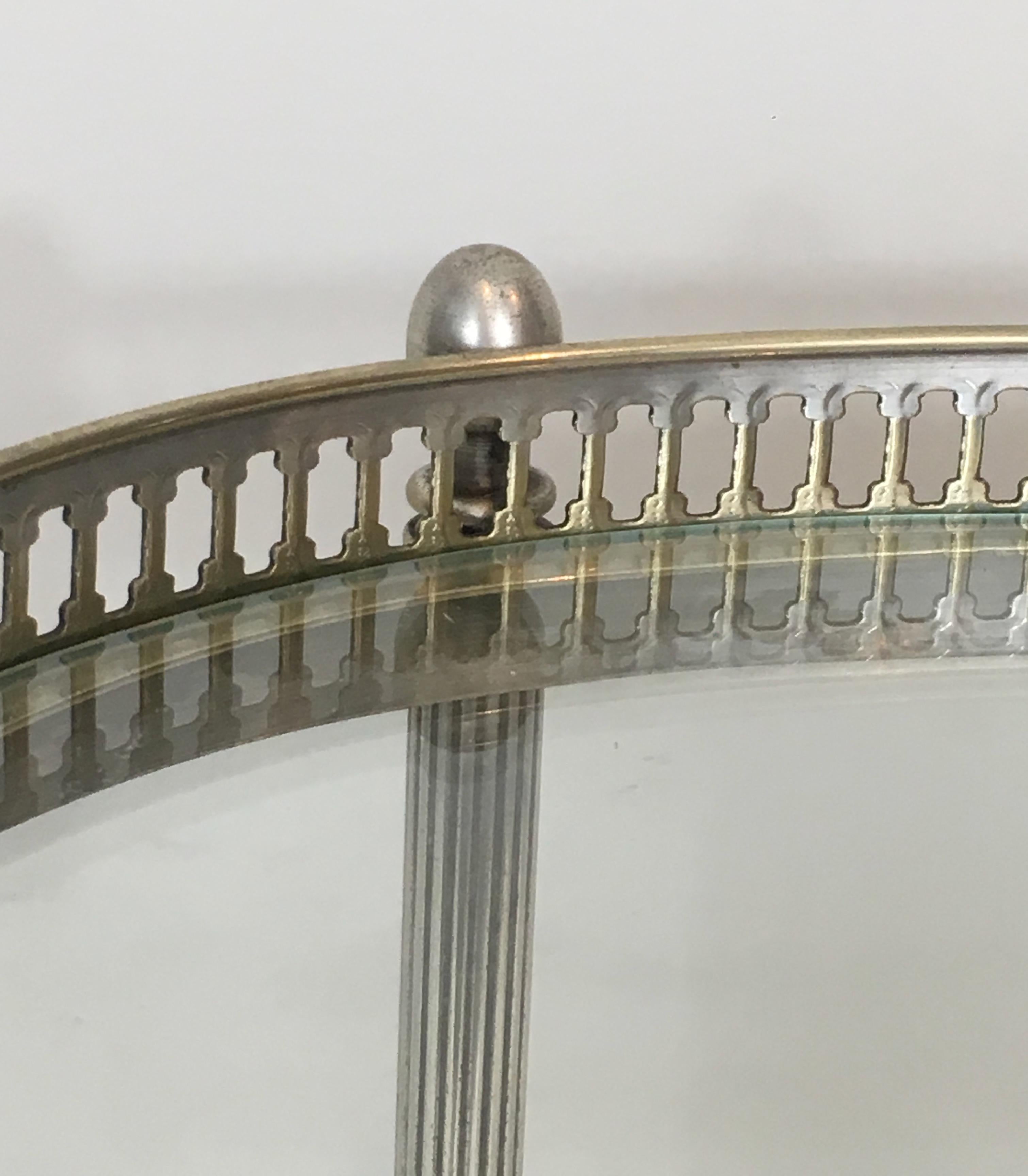 Neoclassical Oval Small Silver Plated on Brass Drinks Trolley, French 4