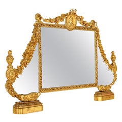 Neoclassical Overmantel Mirror in Gilded Wood, Italy, 18th Century