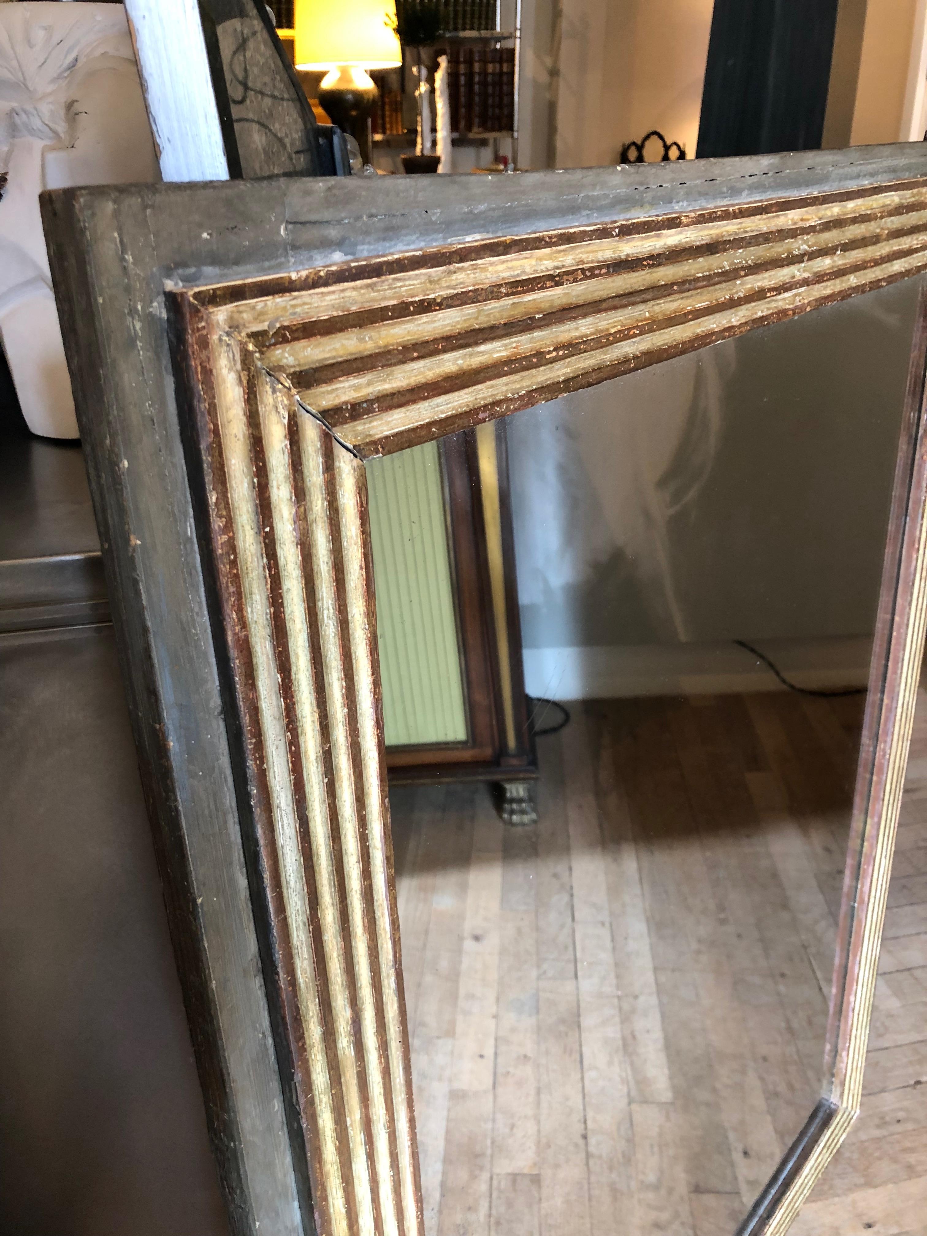 European Neoclassical Painted and Gilded Mirror