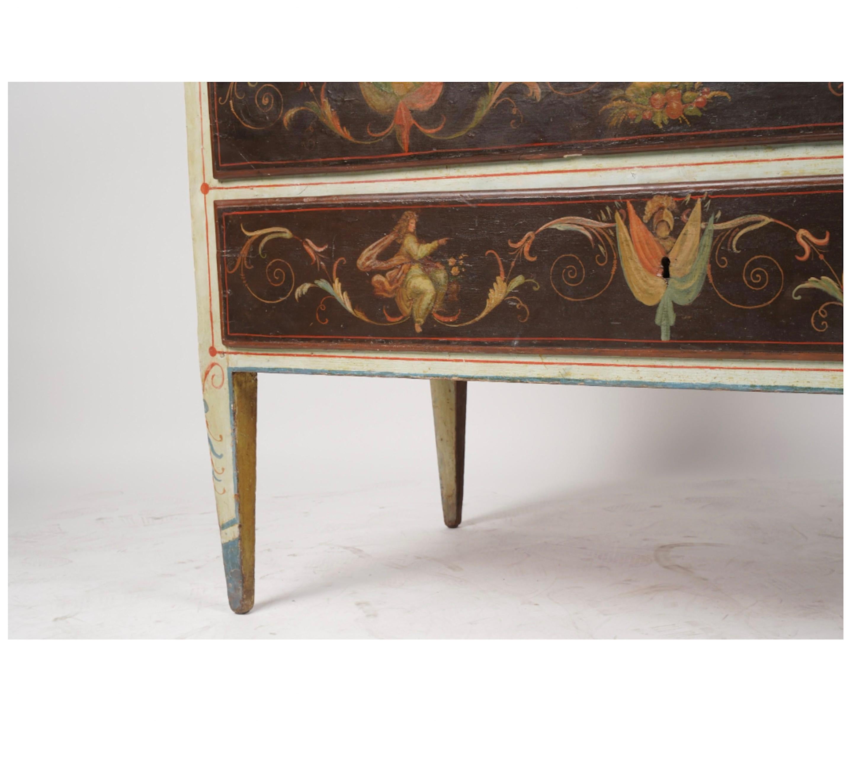 Hand-Painted Neoclassical Painted Commode For Sale