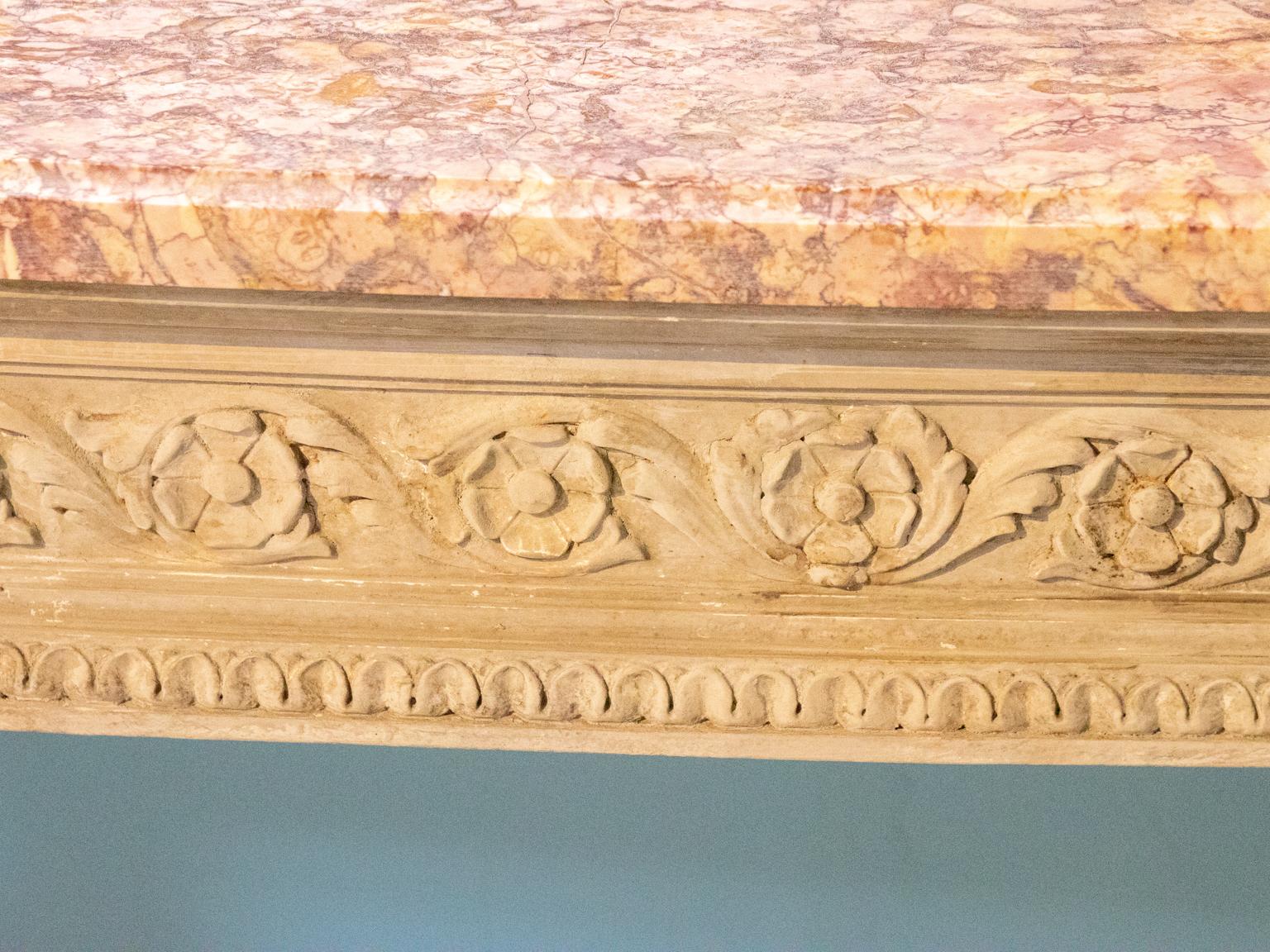 Neoclassical Painted Console with Marble Top In Good Condition For Sale In Stamford, CT
