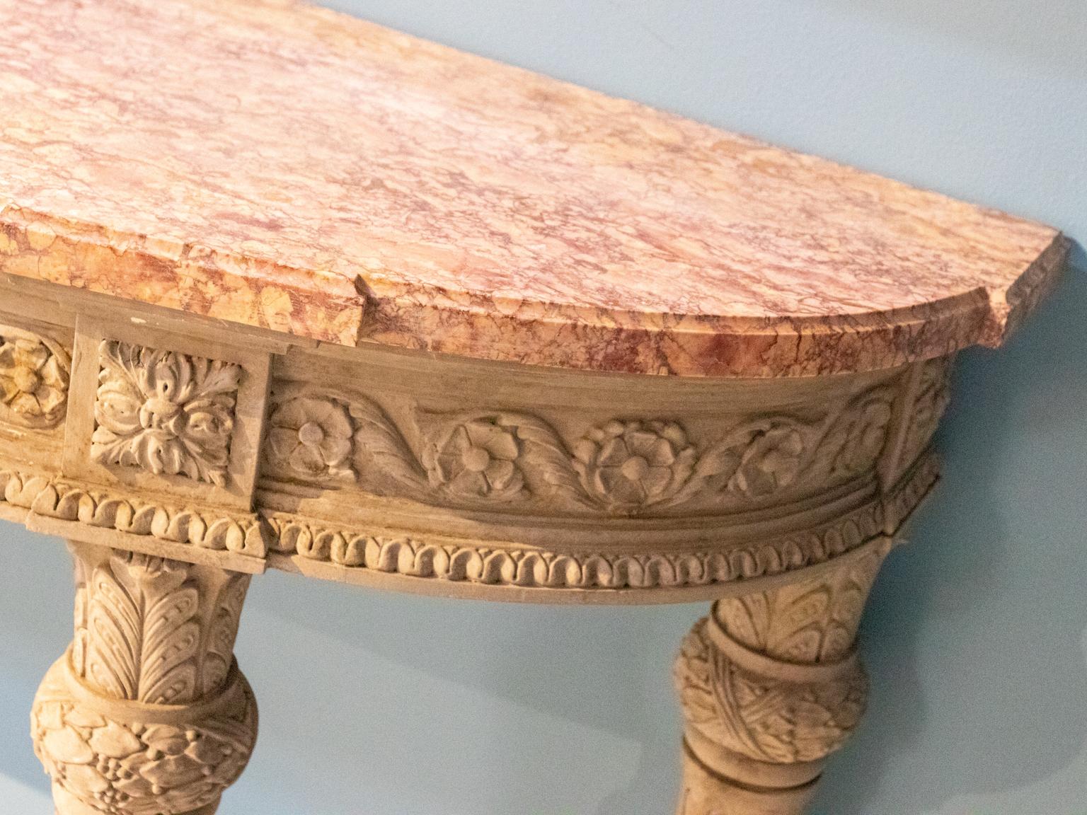 Early 20th Century Neoclassical Painted Console with Marble Top For Sale