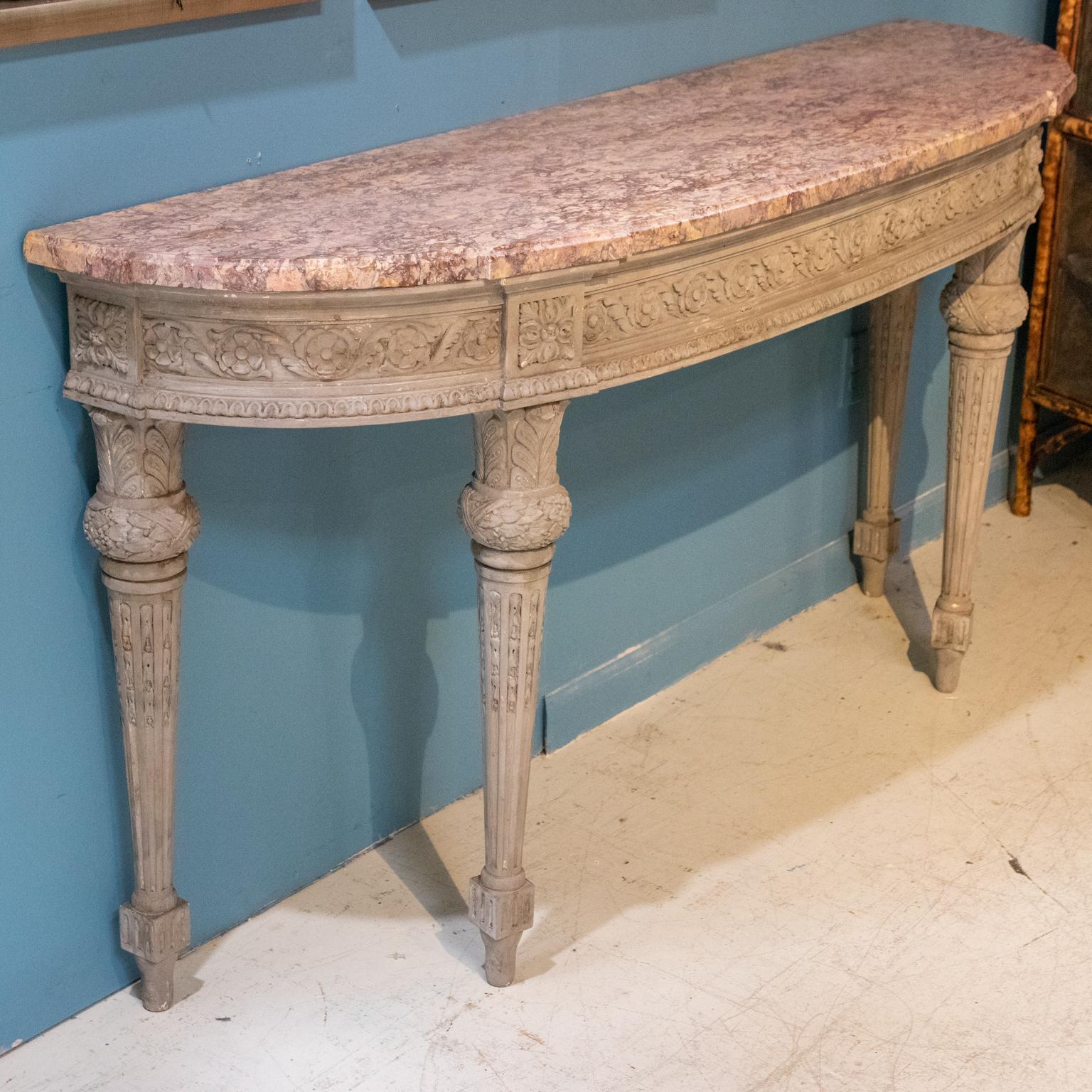 Neoclassical Painted Console with Marble Top For Sale 2