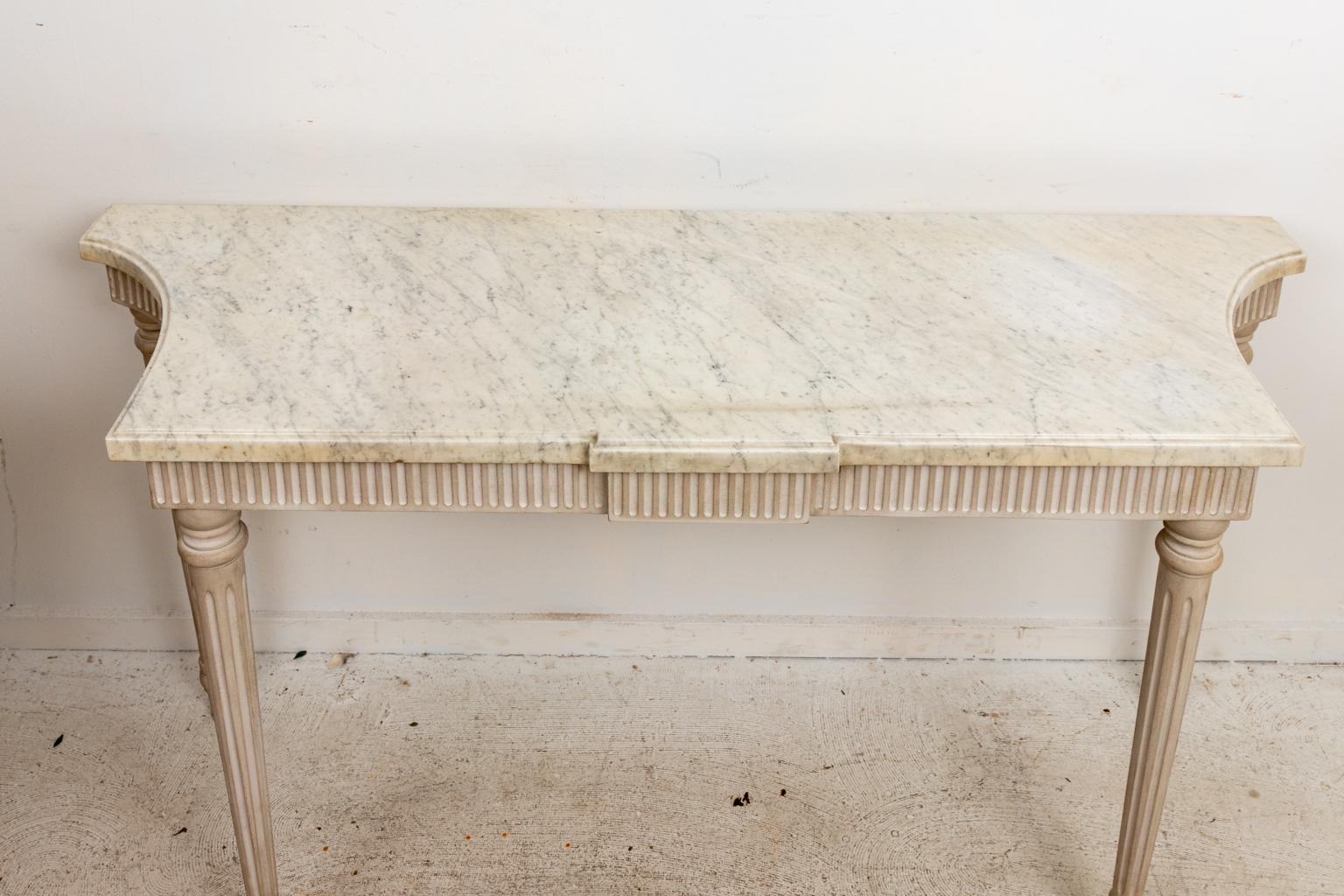 Neoclassical Painted Console with Marble Top 1