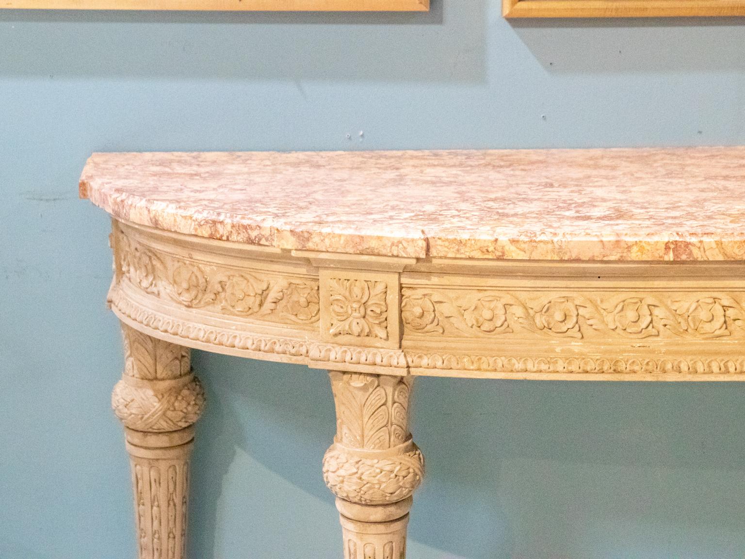 Neoclassical Painted Console with Marble Top For Sale 3