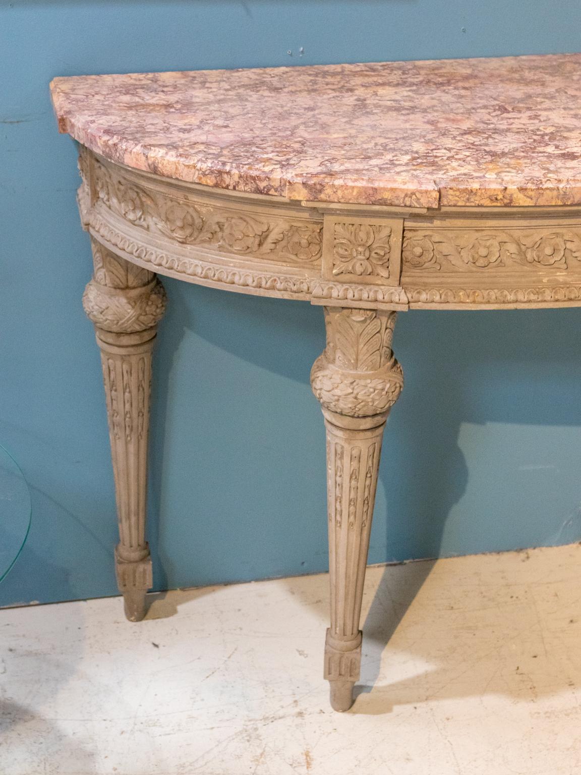 Neoclassical Painted Console with Marble Top For Sale 4