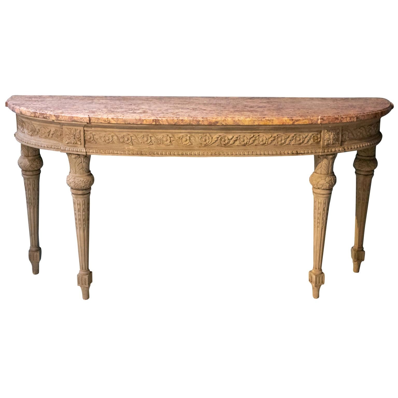 Neoclassical Painted Console with Marble Top For Sale