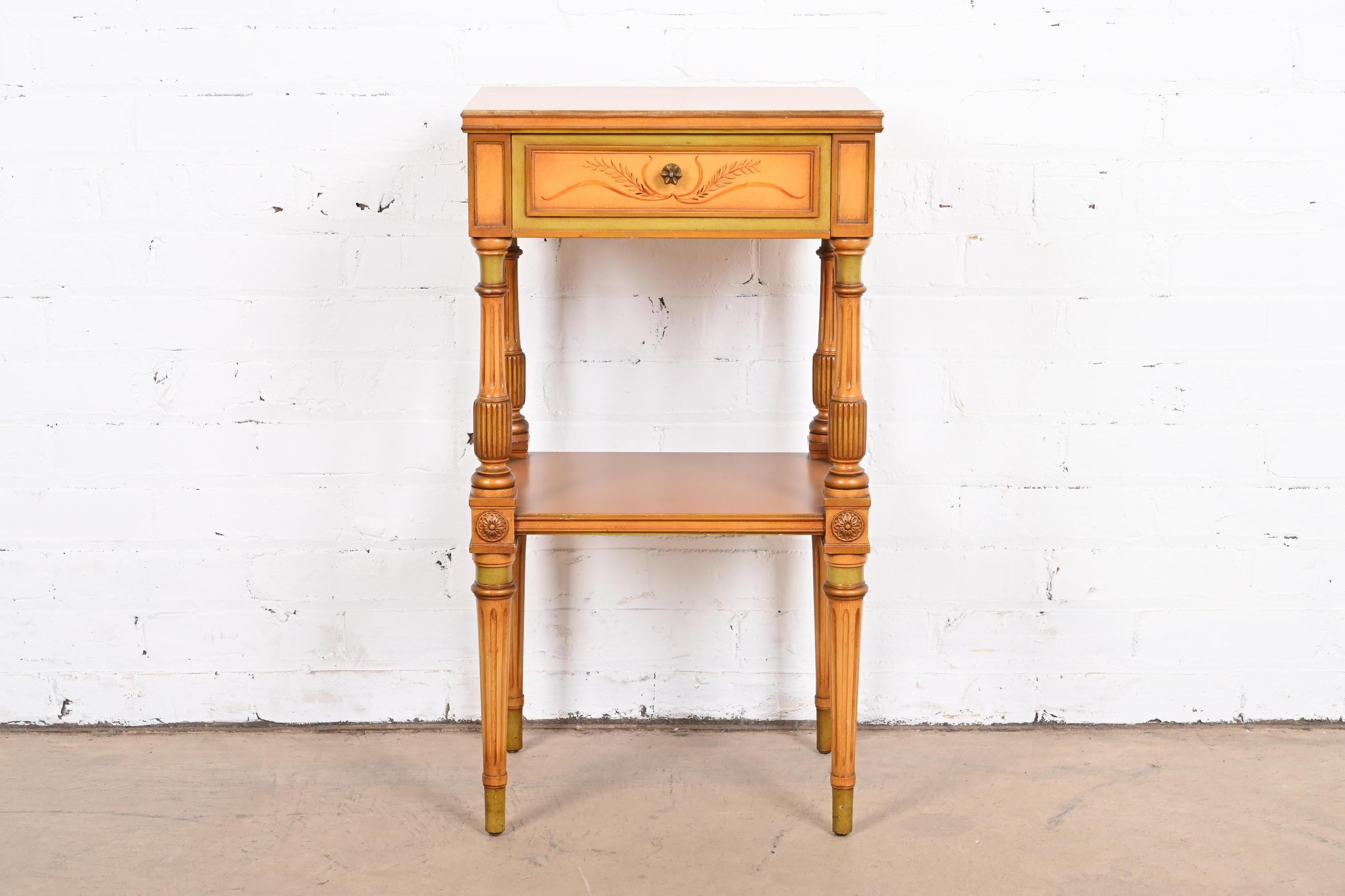 American Neoclassical Painted Parcel-Gilt Nightstand in the Manner of Grosfeld House