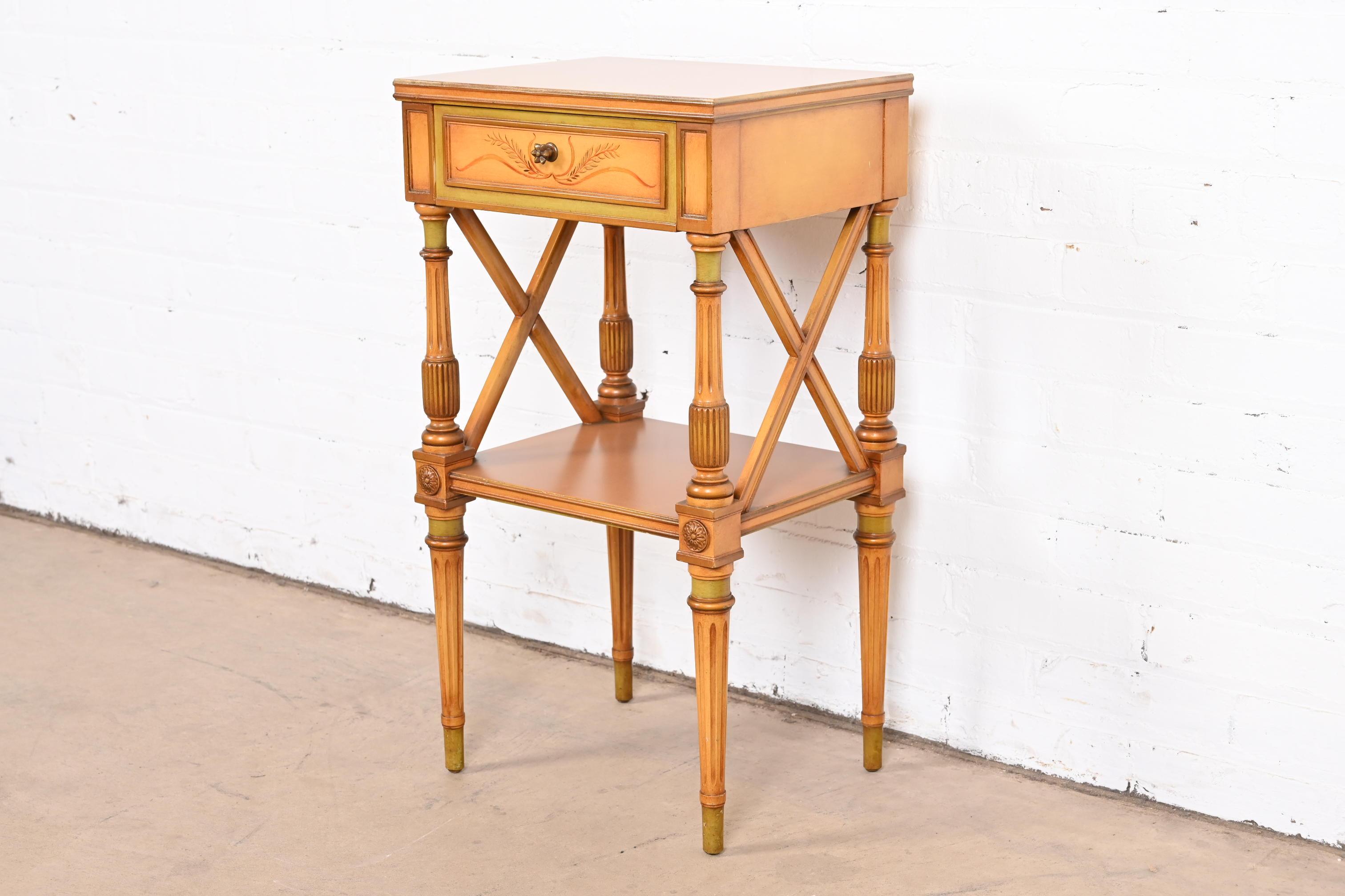 20th Century Neoclassical Painted Parcel-Gilt Nightstand in the Manner of Grosfeld House