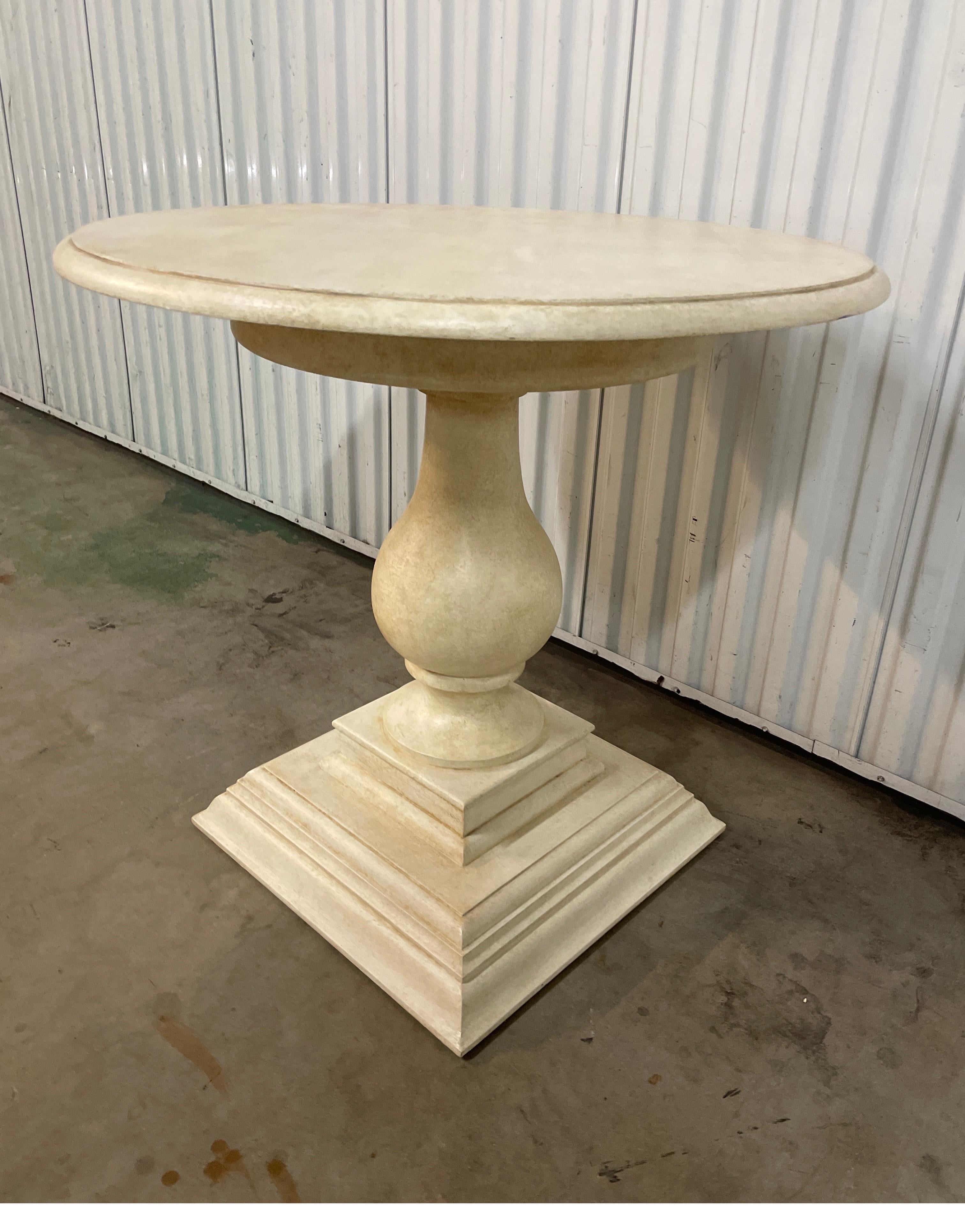 Wood Neoclassical Painted Round Pedestal Table