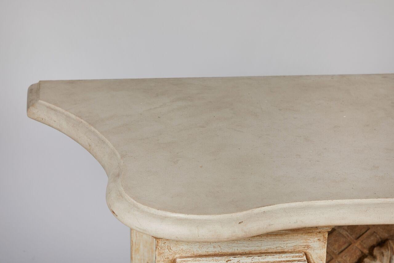 19th Century Neoclassical Painted Wood Console with Shaped Marble Top