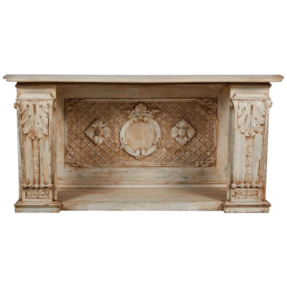Neoclassical Painted Wood Console with Shaped Marble Top