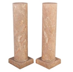 Neoclassical Faux Marble Pedestals, Hand-Painted Wood, Italy, 1950s