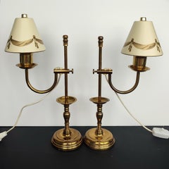 Neoclassical Pair of Gilt Bronze Bouillotte Lamps, France, Early 20th Century