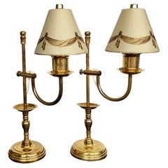 Neoclassical Pair of Gilt Bronze Bouillotte Lamps, France, Early 20th Century