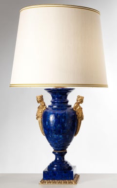 Neoklassizistische Vasenlampen aus Lapislazuli und Bronze von Gherardo Degli Albizzi