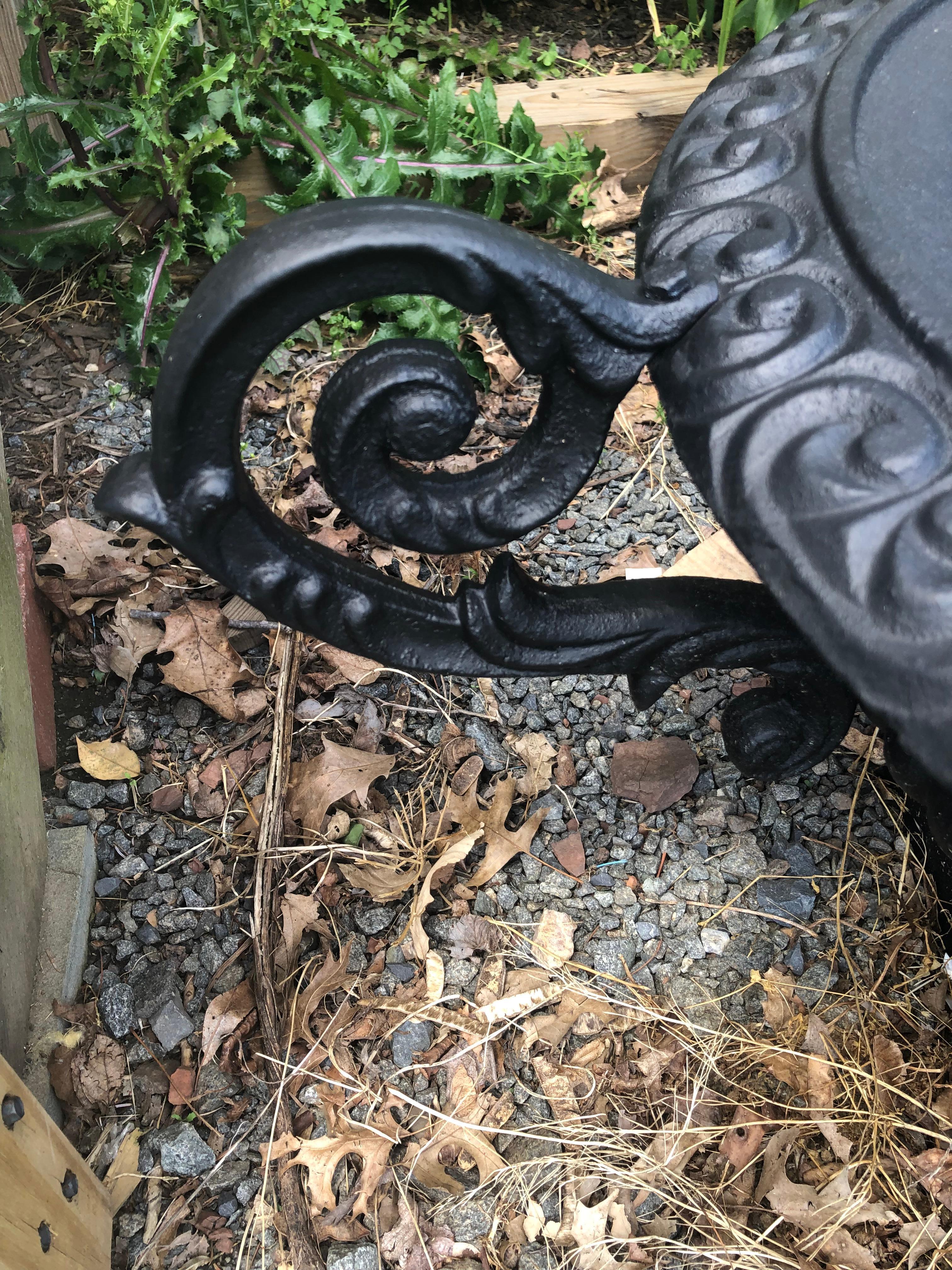 Neoclassical Pair of Newly Painted Black Iron Planters Urns with Fancy Handles For Sale 3