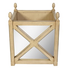 Neoclassical Pair of Painted Wood and Mirrored Planters With X Frame