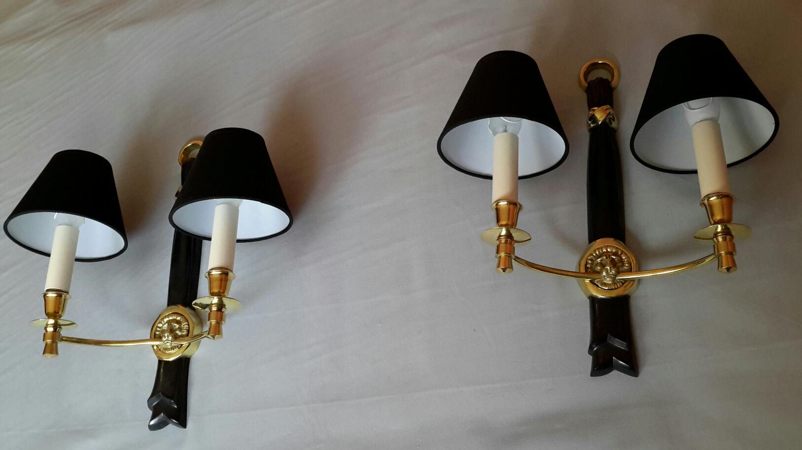Neoclassical Pair of Sconces by Andre Arbus, France, 1950s 4