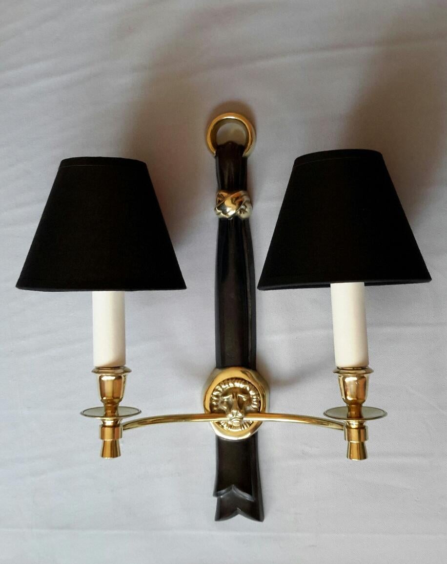 Mid-20th Century Neoclassical Pair of Sconces by Andre Arbus, France, 1950s