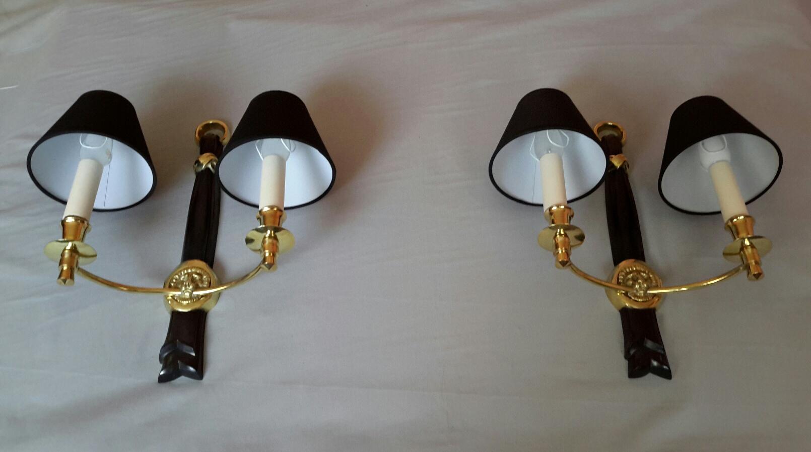 Neoclassical Pair of Sconces by Andre Arbus, France, 1950s 1
