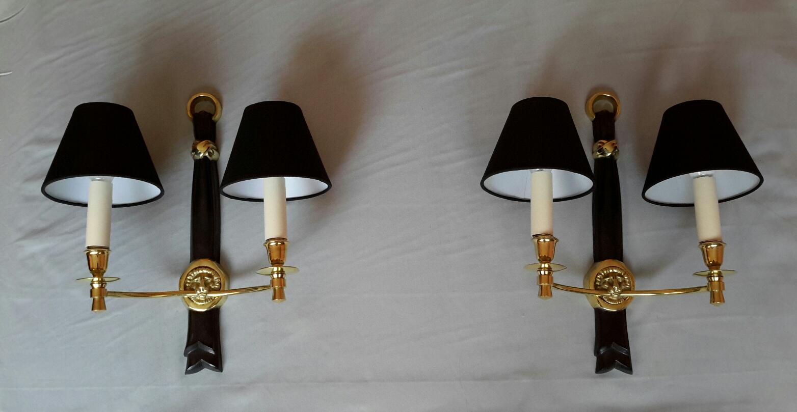 Neoclassical Pair of Sconces by Andre Arbus, France, 1950s 2
