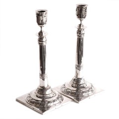Neoclassical Pair of Silver Candlesticks A.F Burgmüller Leipzig Weissenfels 1820