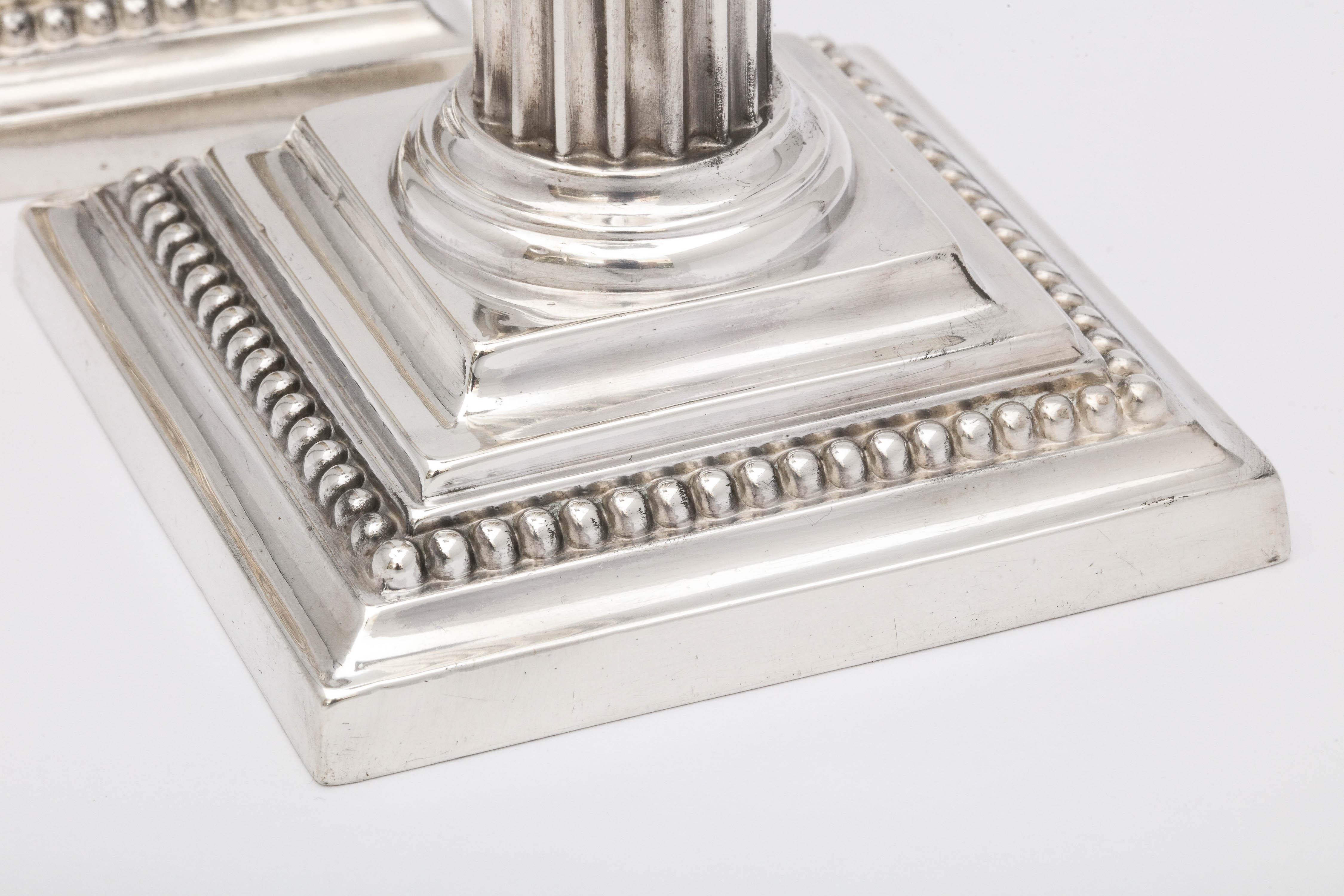 Neoclassical Pair of Sterling Silver Corinthian Column Candlesticks by Gorham 2