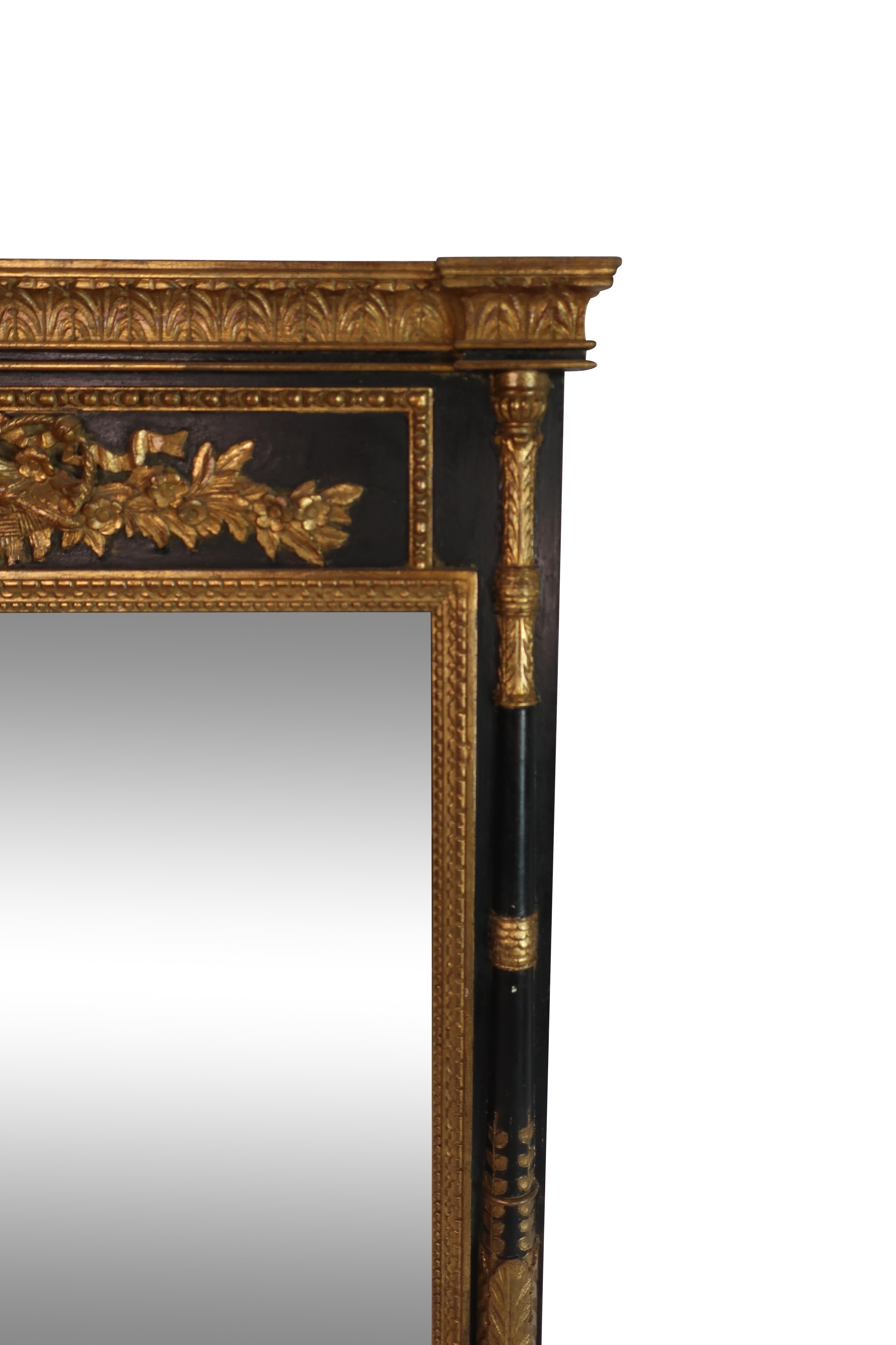 Mid-20th Century Neoclassical Parcel-Gilt Mirror with Finely Carved Giltwood Columns