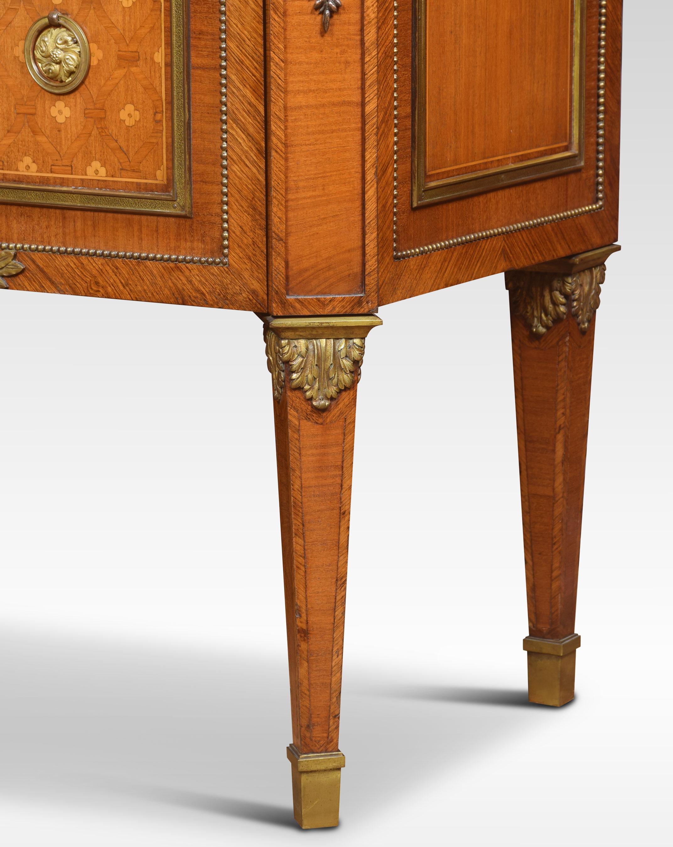 Walnut Neoclassical Parquetry Marble-Topped Commode