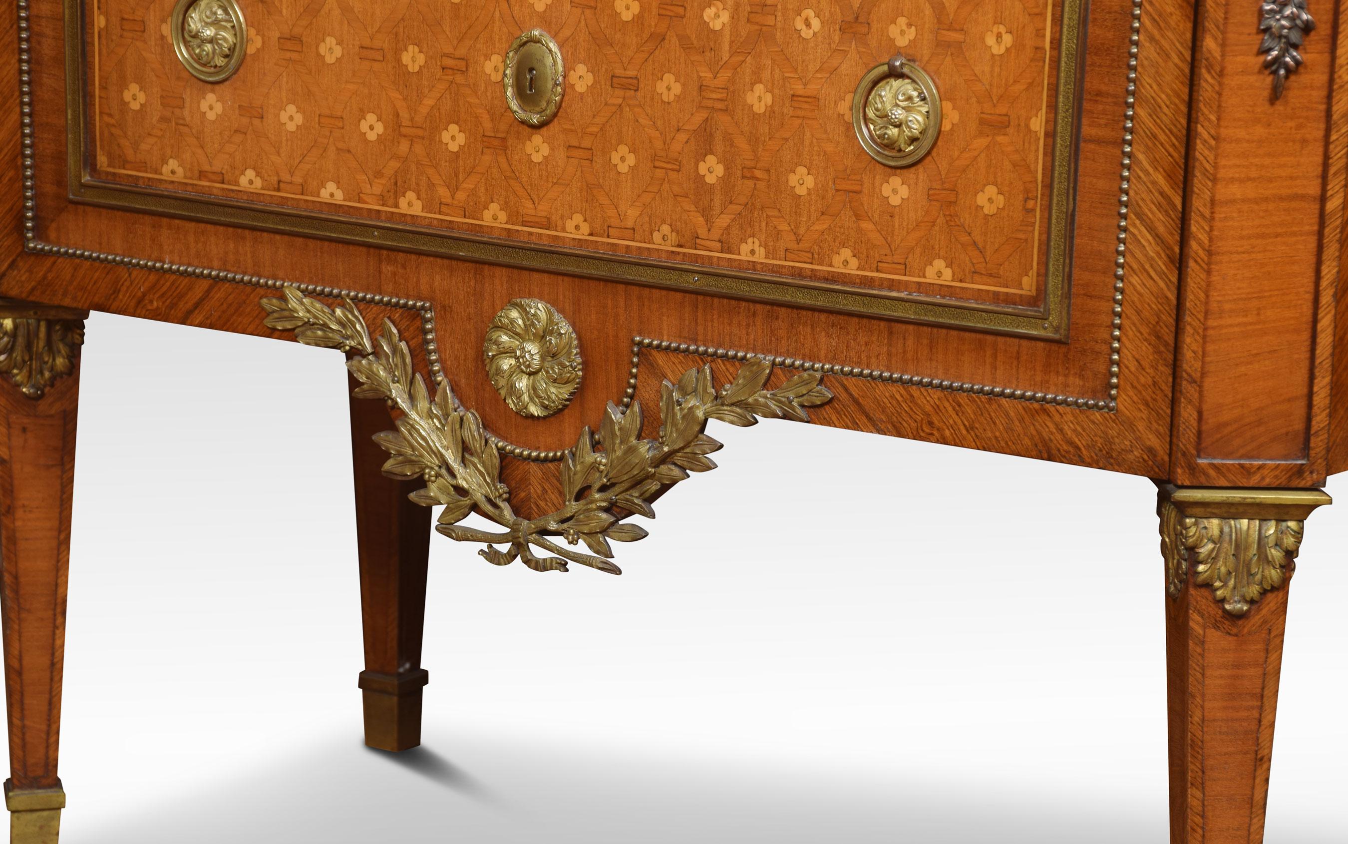 Neoclassical Parquetry Marble-Topped Commode 1