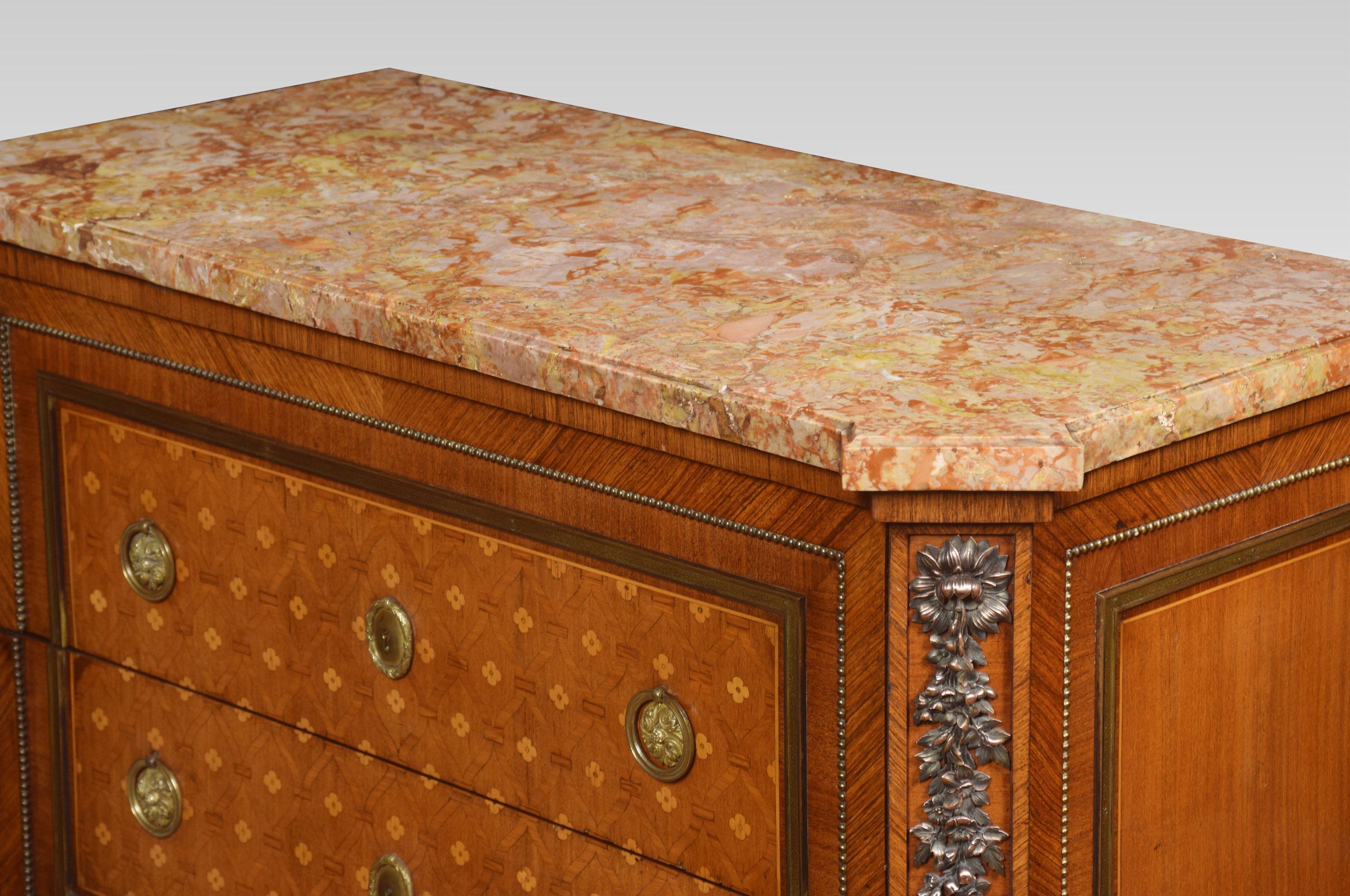 Neoclassical Parquetry Marble-Topped Commode 2