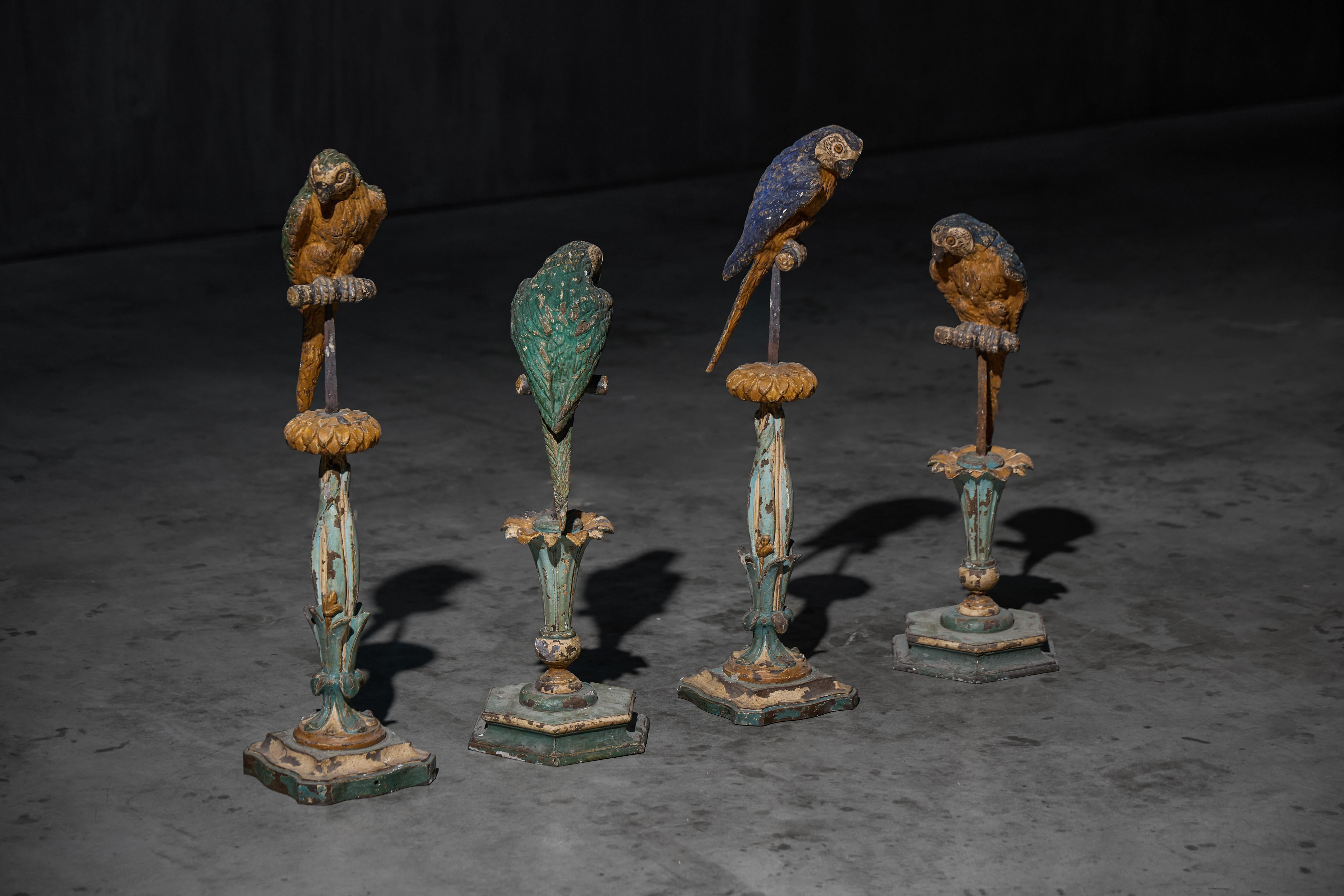 Sculture neoclassiche di pappagalli su piedistalli, Italia, XIX secolo In condizioni buone in vendita a Antwerp, BE