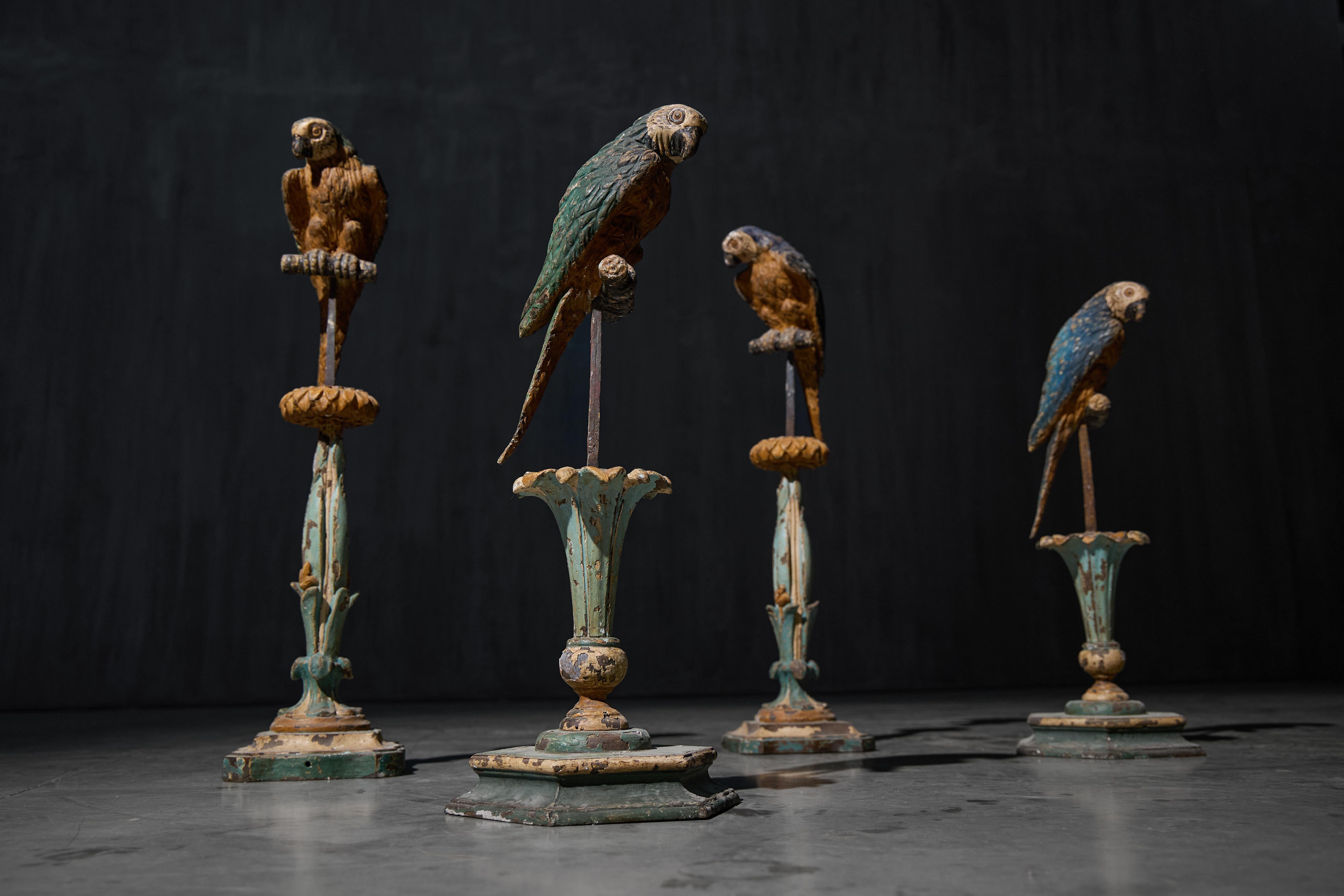 Sculture neoclassiche di pappagalli su piedistalli, Italia, XIX secolo in vendita 2