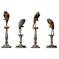 Antique Neoclassical Parrot Sculptures on Pedestals, Italy, 19th Century