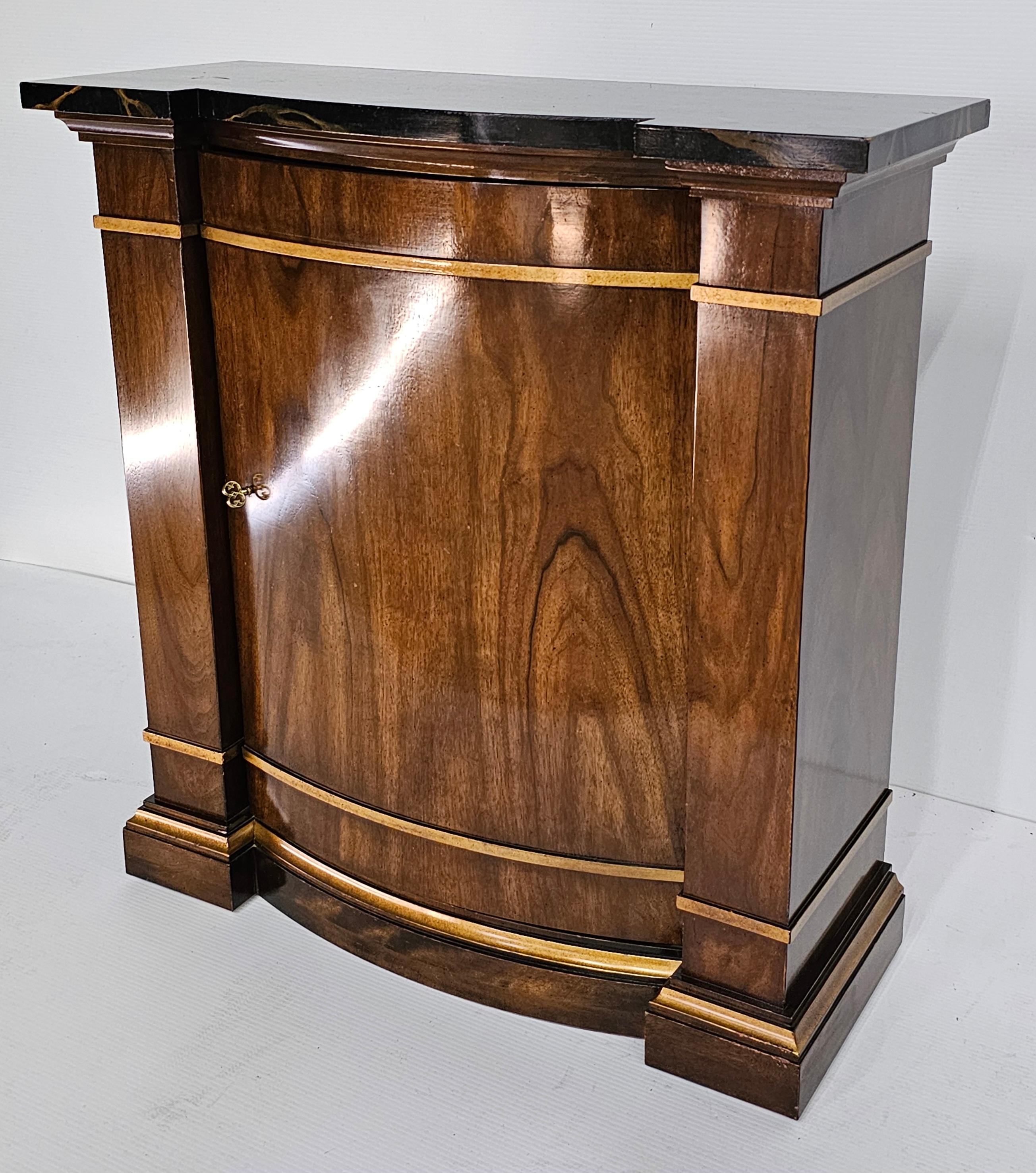 Other Neoclassical Partial Gilt Decorated Fruitwood & Faux Marble Top Console Cabinet For Sale